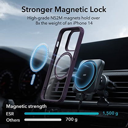 ESR for iPhone 14 Pro Case, Compatible with MagSafe, Shockproof Military-Grade Protection, Air-Guard Corners, Magnetic Phone Case for iPhone 14 Pro, Air Armor (HaloLock), Clear