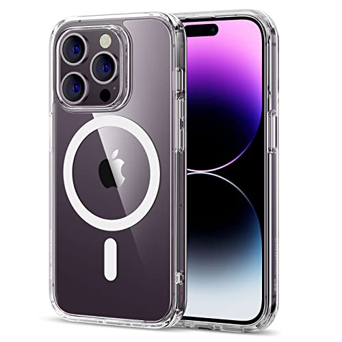 ESR for iPhone 14 Pro Case, Compatible with MagSafe, Shockproof Military-Grade Protection, Air-Guard Corners, Magnetic Phone Case for iPhone 14 Pro, Air Armor (HaloLock), Clear