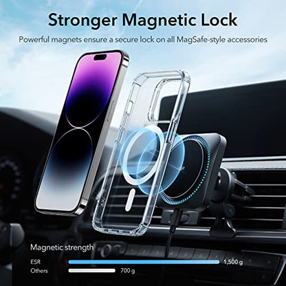 ESR for iPhone 14 Pro Case, Compatible with MagSafe, Shockproof Military-Grade Protection, Air-Guard Corners, Magnetic Phone Case for iPhone 14 Pro, Air Armor (HaloLock), Clear