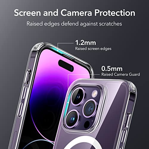 ESR for iPhone 14 Pro Case, Compatible with MagSafe, Shockproof Military-Grade Protection, Air-Guard Corners, Magnetic Phone Case for iPhone 14 Pro, Air Armor (HaloLock), Clear