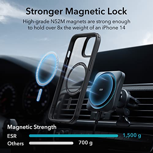 ESR for iPhone 14 Pro Case, Compatible with MagSafe, Shockproof Military-Grade Protection, Air-Guard Corners, Magnetic Phone Case for iPhone 14 Pro, Air Armor (HaloLock), Clear