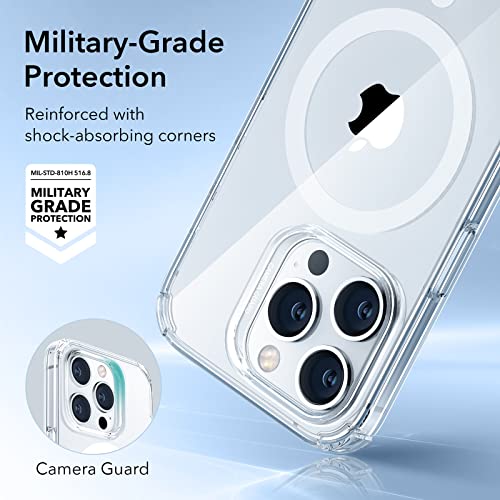 ESR for iPhone 14 Pro Case, Compatible with MagSafe, Shockproof Military-Grade Protection, Air-Guard Corners, Magnetic Phone Case for iPhone 14 Pro, Air Armor (HaloLock), Clear