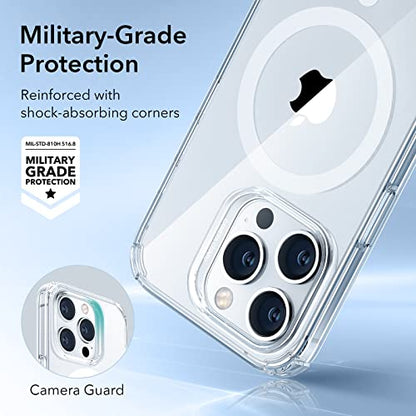 ESR for iPhone 14 Pro Case, Compatible with MagSafe, Shockproof Military-Grade Protection, Air-Guard Corners, Magnetic Phone Case for iPhone 14 Pro, Air Armor (HaloLock), Clear