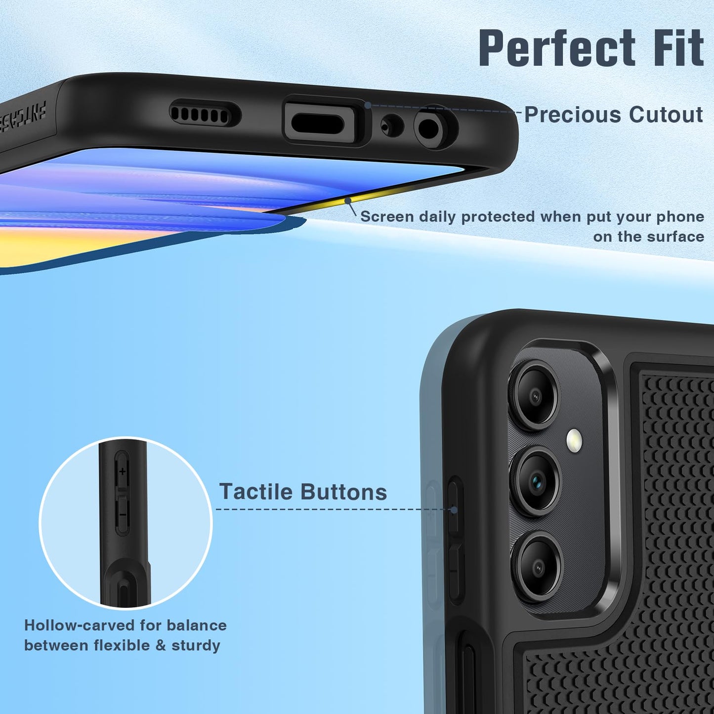 FNTCASE for Samsung Galaxy A15-5G Case: Dual Layer Protective Heavy Duty Cell Phone Cover Shockproof Rugged with Non Slip Textured Back - Military Protection Bumper Tough - 2024, 6.5inch