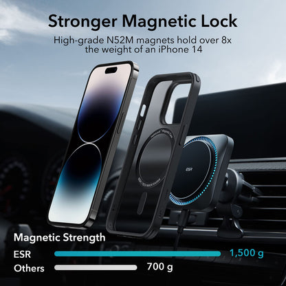 ESR for iPhone 14 Pro Case, Compatible with MagSafe, Shockproof Military-Grade Protection, Air-Guard Corners, Magnetic Phone Case for iPhone 14 Pro, Air Armor (HaloLock), Clear