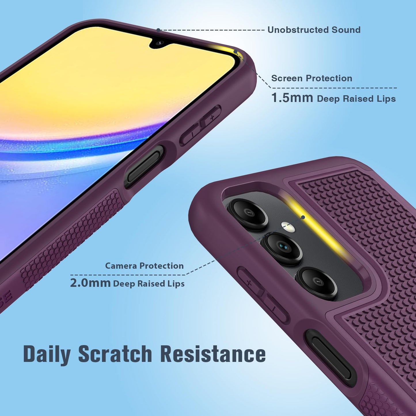 FNTCASE for Samsung Galaxy A15-5G Case: Dual Layer Protective Heavy Duty Cell Phone Cover Shockproof Rugged with Non Slip Textured Back - Military Protection Bumper Tough - 2024, 6.5inch