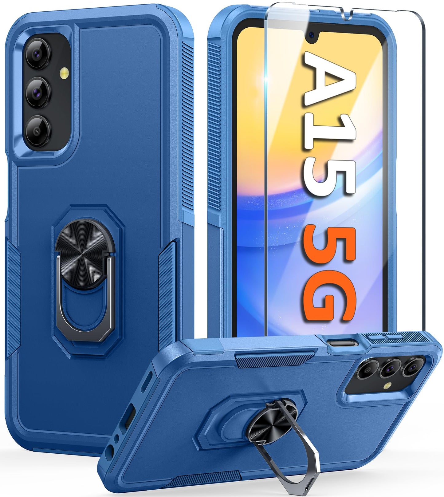 FNTCASE for Samsung Galaxy A15-5G Case: Dual Layer Protective Heavy Duty Cell Phone Cover Shockproof Rugged with Non Slip Textured Back - Military Protection Bumper Tough - 2024, 6.5inch