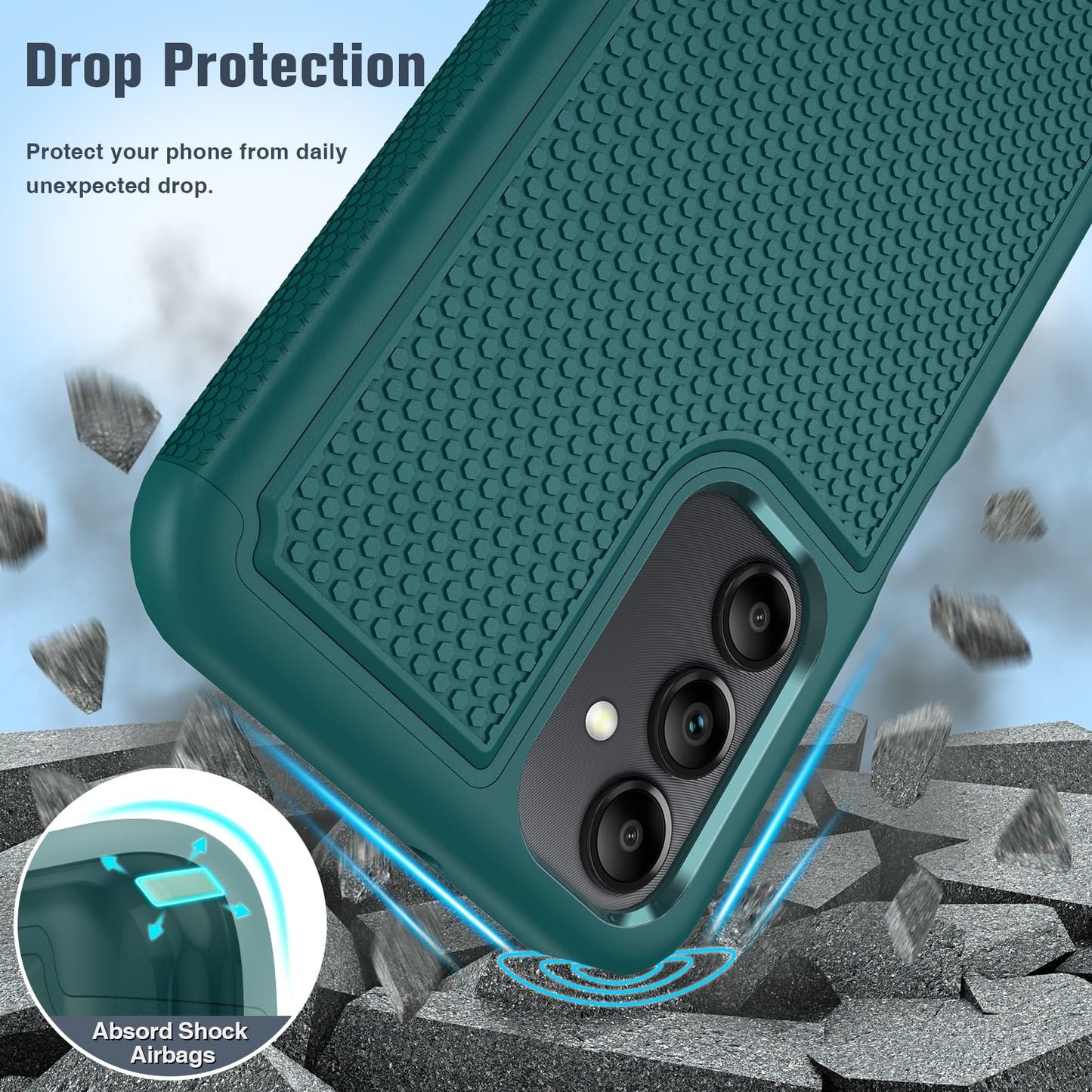 FNTCASE for Samsung Galaxy A15-5G Case: Dual Layer Protective Heavy Duty Cell Phone Cover Shockproof Rugged with Non Slip Textured Back - Military Protection Bumper Tough - 2024, 6.5inch